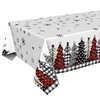 Horaldaily 1 Pack Christmas Disposable Tablecloth, Snow Trees Plastic Rectangular