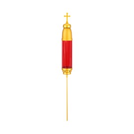 Cross for Cemetery Grave,Cemetery Candles for Grav,4"x36",Cemetery Memorial Light Candle Holder Standard Spike, Extended Style (Gold Red Greek Cross)