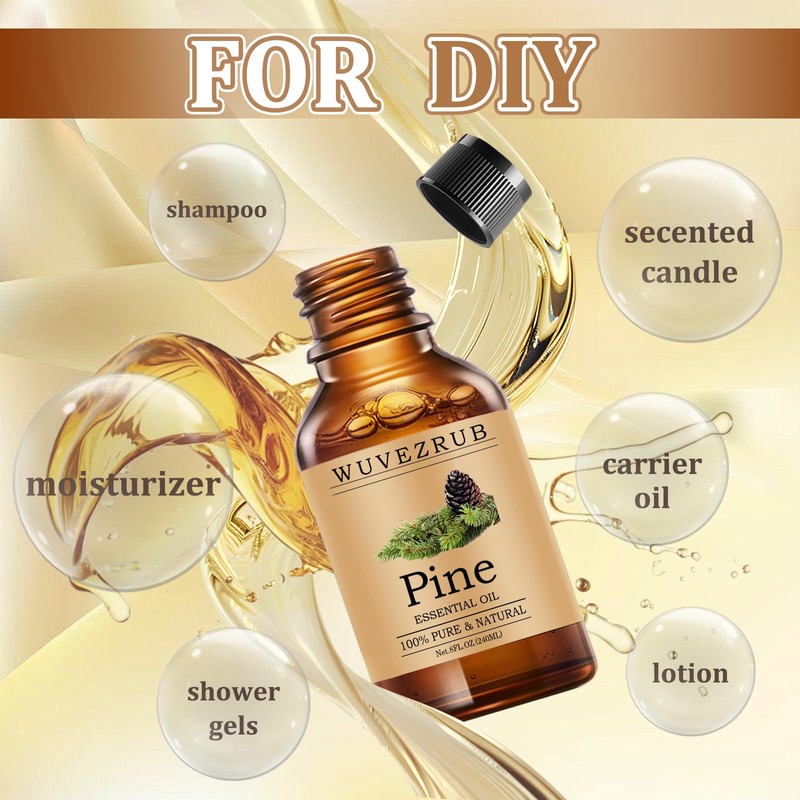 Wuvezrub Pine Essential Oils 240ML, Pure Pine Essential Oil for