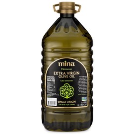Mina Olive Oil Extra Virgin 169 Fl Oz, New Harvest, Polyphenol Rich Olive Oil for Cooking, Moroccan EVOO, Single Origin, Cold Extraction, Less than 0.2% Acidity, 5 L