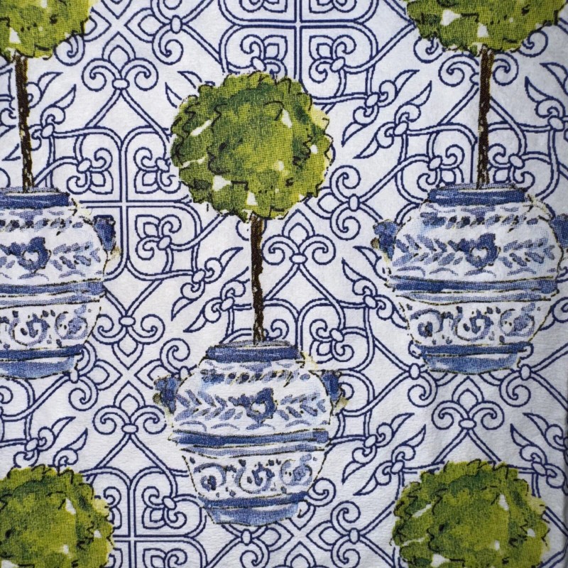 1 Blue White Chinoiserie Boxwood Topiary Paper Napkin Decoupage Crafts