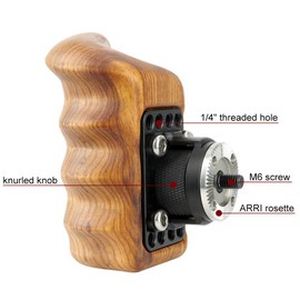 NICEYRIG Wooden Handle Grip with ARRI Rosette for Camera Cage Shoulder Mount Support Rig System (Right)