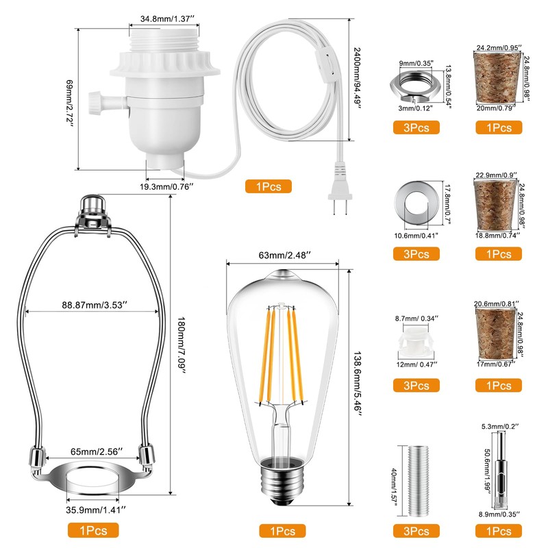 Make a Lamp or Rewire Kit,DIY Bottle Lamp Wiring Kit