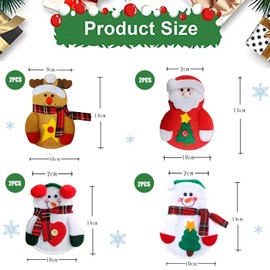 YQBFTC Pack of 8 Christmas Cutlery Holders, Christmas Cutlery Bags, Santa Claus Snowman Elk Table Decoration, Napkin Bags, Christmas Decoration Cutlery for Decorating Christmas Parties and Dining