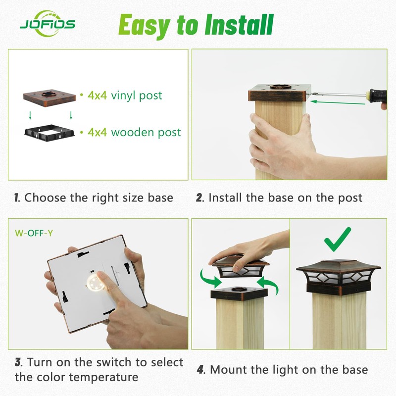 Solar Post Cap Lights Outdoor 8pack, Waterproof Solar Powered Deck