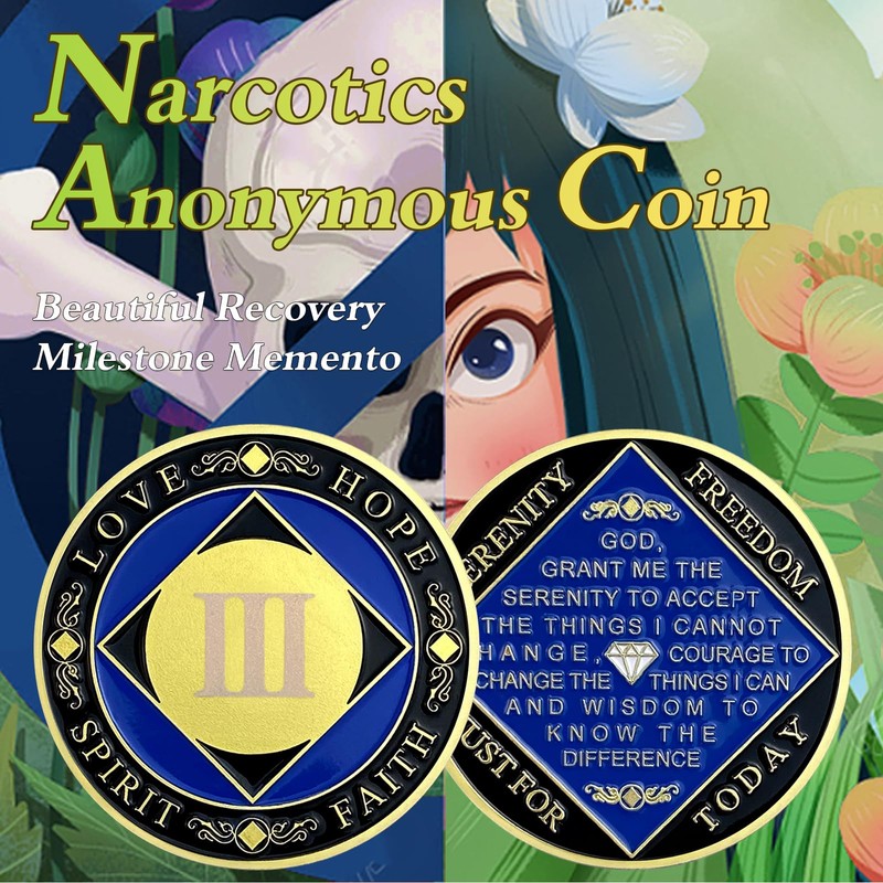 3 Year NA Medallion Gold Plated Narcotics Anonymous Coins Birthday
