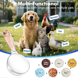 Fenenik Pet Cat Dog Food Scoop, Dog Cup Capacity Cat Food Scooper With Sealing Clip, Puppy and Cat Coffee Bean, Flour Scoop Pink