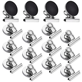 Magnetic Board Fridge Whiteboard Magnets - 12 Strong Mini Magnets: School, Household, Office - Stainless Steel - Includes Notepad