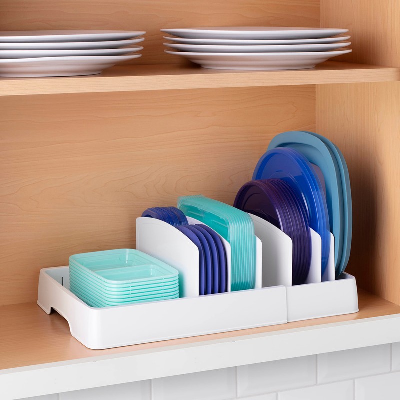 YouCopia StoraLid Food Container Lid Organizer, Expandable with Tall Dividers,