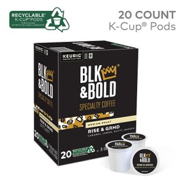 BLK & Bold Rise & GRND, Keurig Single Serve K-Cup Pods, Premium Medium Roast, 100% Arabica Beans, 20 Count