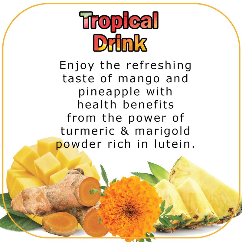 Tropical Drink Mango Pineapple Turmeric Honey Natural Refresher with Marigold