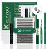 KEYYOU DIY Cluster Lashes Kit Volume Waterproof Long-Lasting Lash Extension