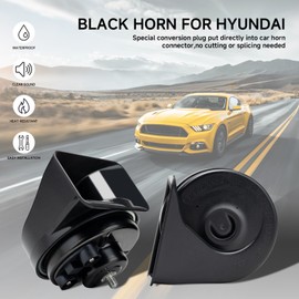 FARBIN Car Horn Compatible with Hyundai/Kia. 12V Waterproof Auto Horn Loud High/Low Tone Electric Snail Horns with Protective Grill (black horn with plug for Hyundai)