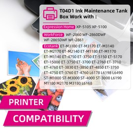 ATTA T04D1 Ink Maintenance Box Replacement for Epson ET-15000 ET-3750 ET-4750 ET-3850 ET-2760 ET-3760 ET-4760 ET-3700 ET-5150 Workforce WF-2860 (C13T04D100 / EWMB2/ E-04D1 Waste Ink Pad, 2- Pack)