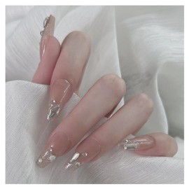 Domiya Nail Tip, Ballet, Short Nail Tip, Very Short, Popular, Nail Stickers, Cute, 3D Nails, 24 Pieces, Round Tip, Fashion, Wedding Nail Tip, Bride Nail (MJ-198)