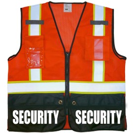 Qraphic Tee Security Survivor Safety Vest, Type R Class 2, Reflective logo front and back. (l/xl, Orange with White Reflective logo)