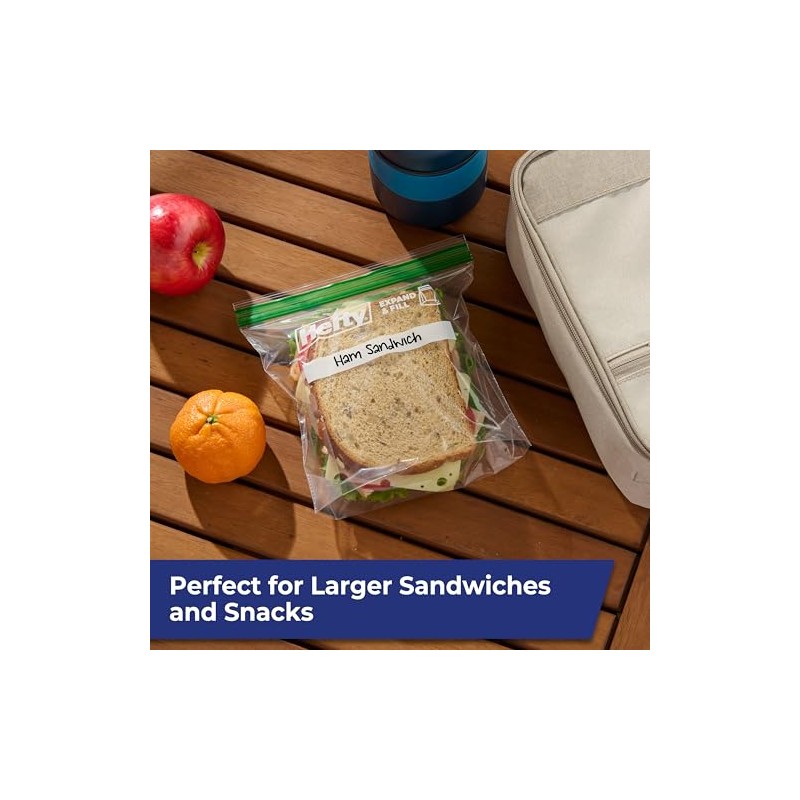 Hefty XL Press to Close Plastic Sandwich Expand and Fill