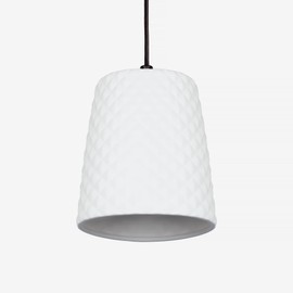 Homebelife Transparent White Ceramic Pendant Light Fixture, 7.5 Inches Height Adjustable Hanging Lamp in Modern Nordic Style, Matte Black Finished