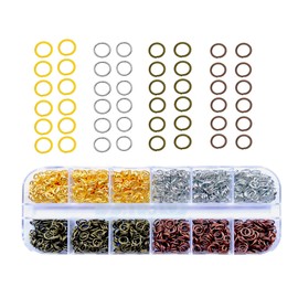 Olylkx 5mm Open Jump Rings, Assorted 4 Colours Gold and Silver for Jewelry Marking Supplies Necklaces Bracelet, Steel Split O Ring for Key Chain Findings, Keychains Rings Connector for Craft(1440pcs)