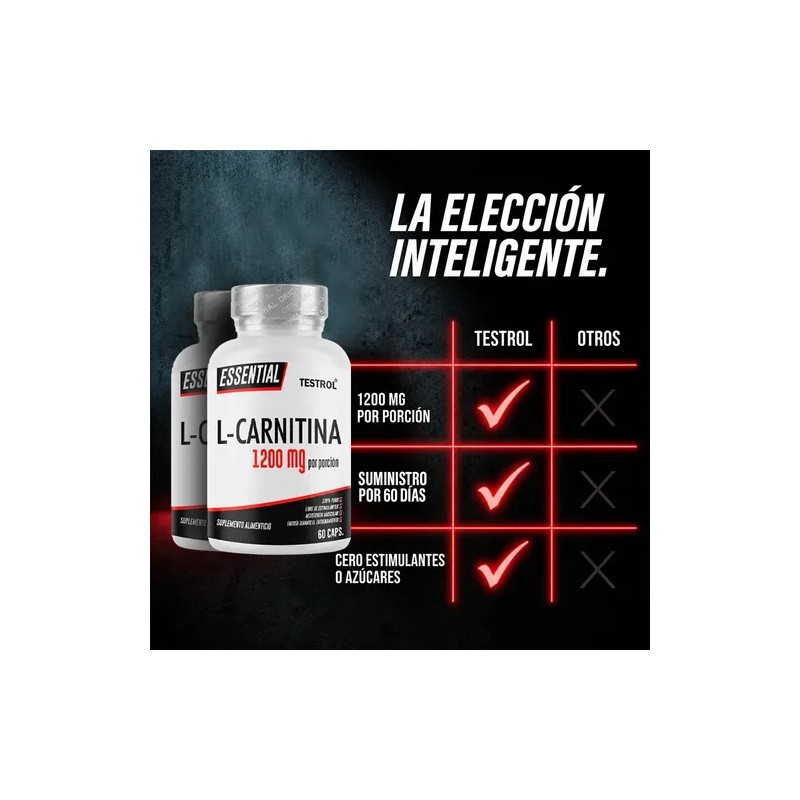L Carnitina 1200 mg L-Carnitine Tartrate Supplement, 60 Capsules