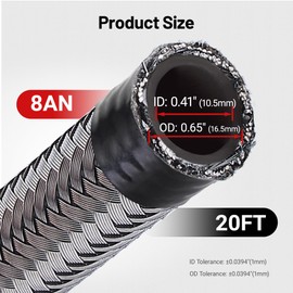 EVIL ENERGY 8AN Fuel Line Kit 20FT, 8AN Hose Stainless Steel Braided Fuel Line Hose Fitting Kit CPE, Silver