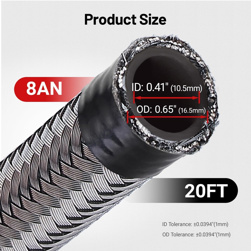 EVIL ENERGY 8AN Fuel Line Kit 20FT, 8AN Hose Stainless