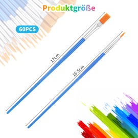 60 Pieces Brush Set School Brush Set School 1st Class Bristle Brush Set Acrylic Paint Brush School Brushes Fine Brush Painting Brush Flat Brush for Acrylic Paints Acrylic Brushes Acrylic Brushes
