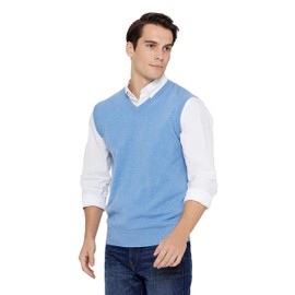 State Cashmere Sleeveless Sweater Vest - V-Neck Pullover for Men Made with 100% Pure Cashmere Sourced from Inner Mongolia Goats - Soft, Lightweight & Versatile - (Bella Blue, Medium)