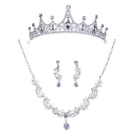 Ever Girl Bling Bride Accesorios para el cabello, Tiaras, arete, collar y conjuntos de boda, Una talla, Diamante de imitación, estrás