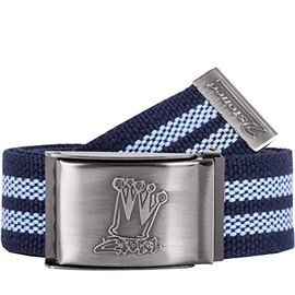 2Stoned Money Belt Safe Belt Unisex 4 cm Wide Matte Buckle Crown for Men and Women, Navy-light blue, Classic