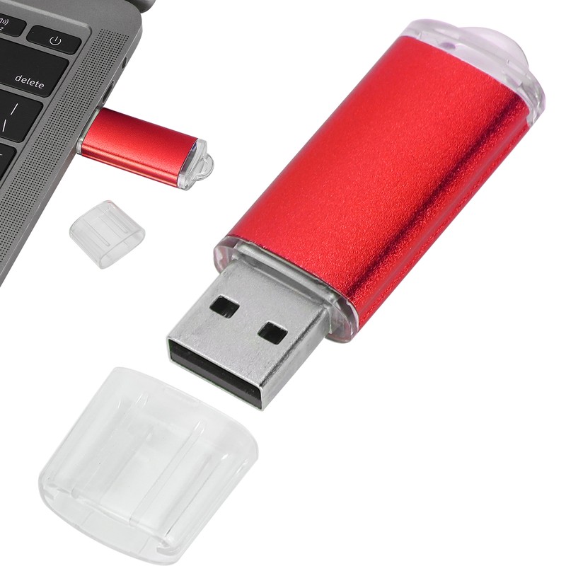 USB Flash Drive Transparent Cover Red Portable Storage Memory Stick