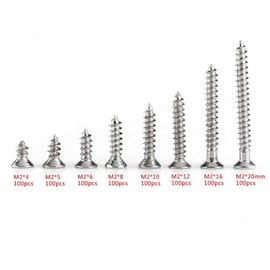 800pcs M2 Cross Drive Self-Tapping Screws Woodworking Fastener with Box for Repair Inventions