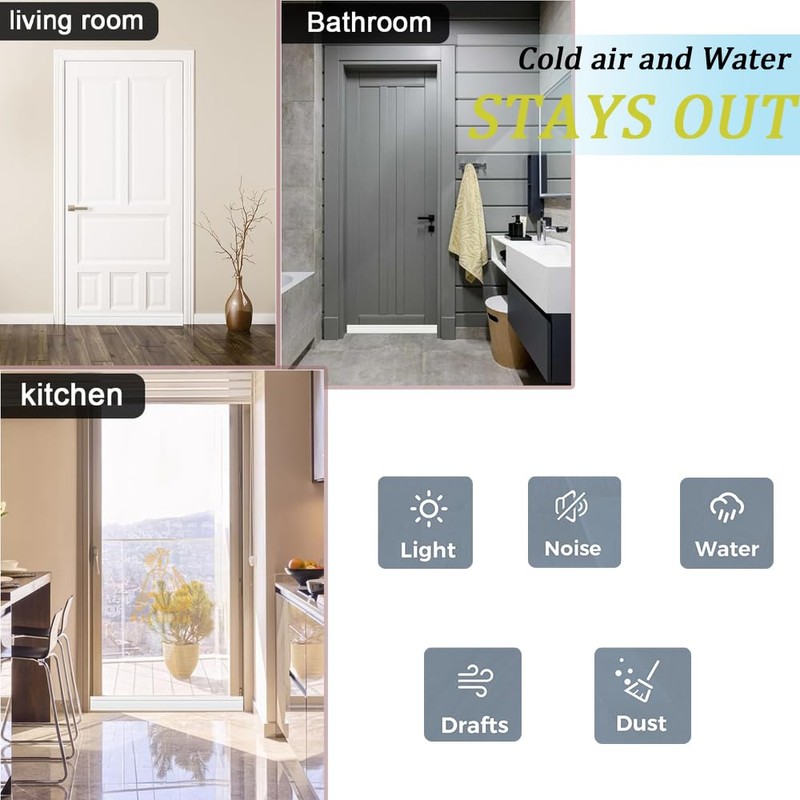 Premium Door Draft Stopper - Easy Install Weather Stripping Seal