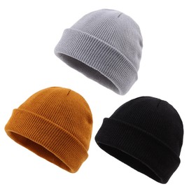 PEECABE Kids Knit Hat Winter Baby Beanie for Toddler Boys Girls Beanies Plain Warm Infant Snow Skull Caps for Boys Girls 0-5 Years (3PCS-A, 2-5 Years)