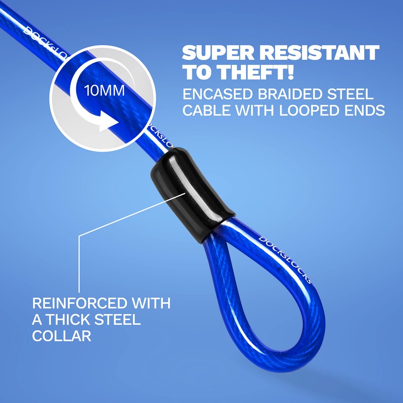 DocksLocks Security Cable Lock Set (5' to 25') Looped Ends,