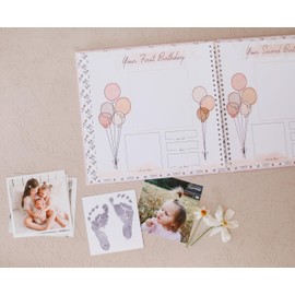 Lucy Darling Baby Memory Book – Wildflower Meadow | Floral Baby Girl First Year Journal & Photo Album | Luxury Keepsake Book for Milestones & Memories | Elegant Gift