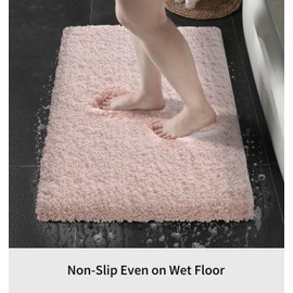 Disolla Pink Bathroom Runner Rug 24x59 Non Slip Fluffy Long Bath Mat for Bathroom Floor Washable Plush Luxury Bath Rug for Tub Absorbent Bathroom Shower Sink Mat