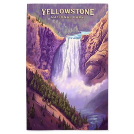 Lantern Press 16x24 Inch Giclee Print, Yellowstone National Park, Wyoming, Oil Painting, Yellowstone Falls