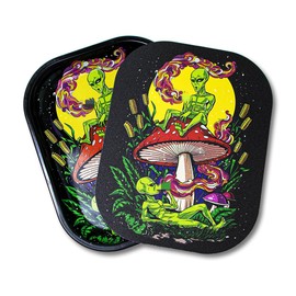 Metal Trays with PVC Soft Magnetic Lid Metal Tray with Lid Cover Small Cute Decorative Tray Ideal Storage for Home or on The Go, 7" x 5.5" (Yellow)