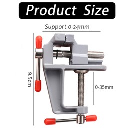 1 Pcs Bench Clamps, Universal Table Vice, Aluminium Alloy Vice, Small Vise, 360 Degree Rotation, Table Bench Vice, Mini Flat Clamp, Adjustable Workbench Clamps, for DIY Craft, Fixation (Silver)