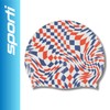 Sporti Checkmate Silicone Swim Cap - Red/White/Blue - Adult