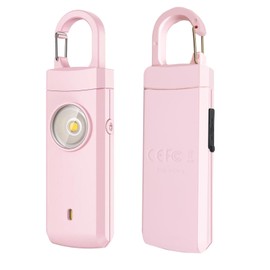 FA FIGHTART USB Rechargeable Personal Alarm for Women Siren with LED Light Button for Men Elderly Keychain Design (Pink)