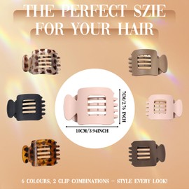 Duckbill Flat Hair Claw Clips for Women, 6pcs Lay Flat Hairs Clips for Thick/Thin Fine Hair, No Crease Extra Hold Hair Grip Clips, Large Solid Color Accessories