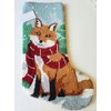 Peking Handicraft Woodsy Winter Forest Fox Hooked Christmas Stocking- Wool