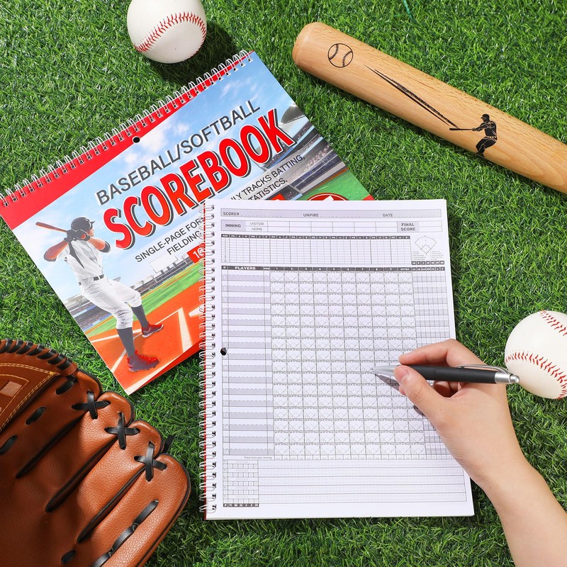 Maitys 2 Pcs Side by Side Baseball Scorebook 11 x