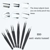 6Pcs Precision Tweezers Set, Upgraded Anti-Static Stainless Steel Curved of