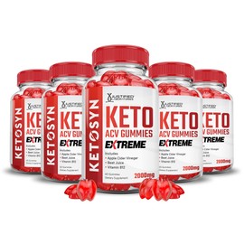 (5 Pack) Ketosyn Keto ACV Gummies Extreme 2000MG Ketosyn Keto Gummies Apple Cider Vinegar Formulated with Pomegranate Beet Juice Powder B12 Vegan Non GMO 300 Gummys