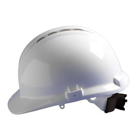 Centurion Safety Products – General Purpose Safety Helmet – Classic Hard Hat with Full Peak Built in UK – Wheel Ratchet Fastening Secures Hat on Your Head - Wear All Day – Vented - White