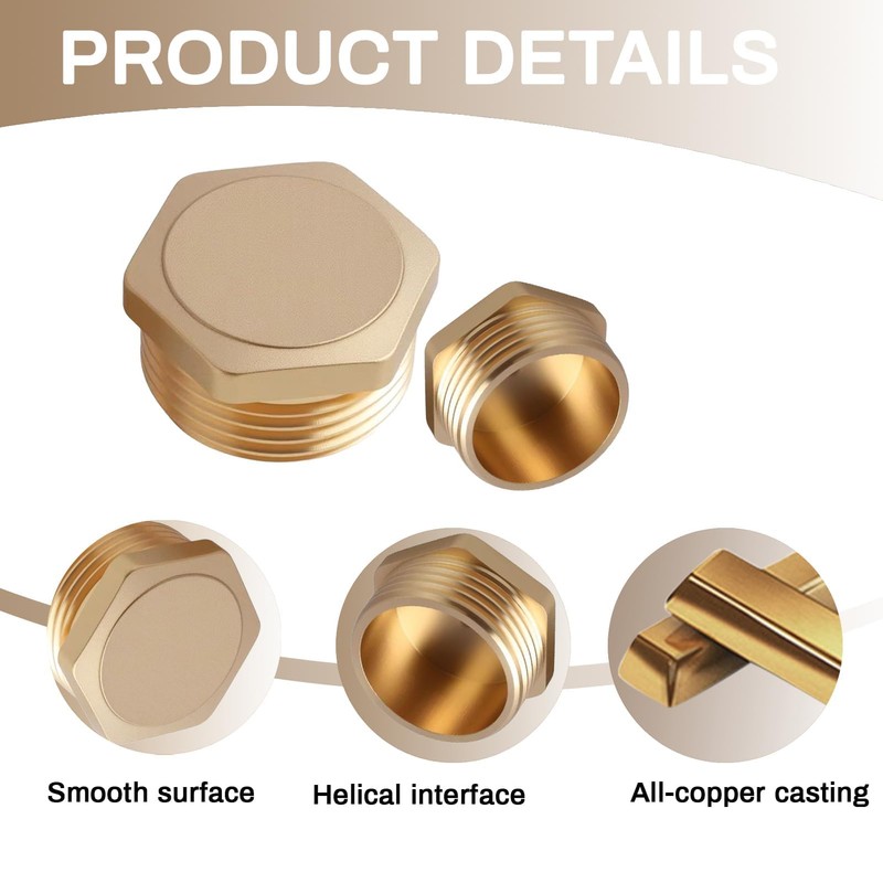 2 x brass plugs, 1 inch male thread, sealing plug