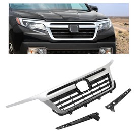 HECASA Front Bumper Upper Grille Grill Compatible with 2017-2020 Honda Ridgeline 104-60819B-IC Chrome